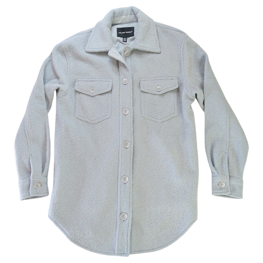 Hilary Radley Women's Small Shacket Shirt Jacket Long Sleeve Pockets Blue Gray